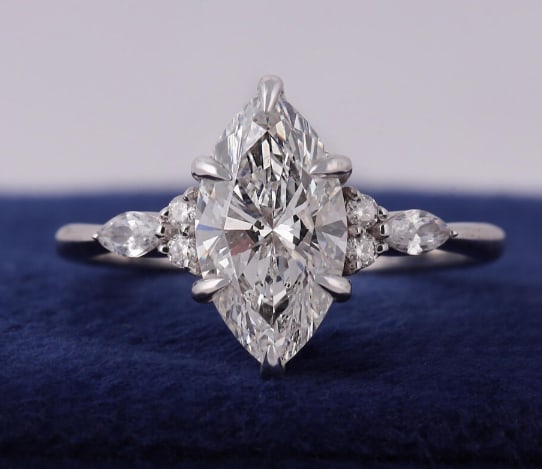 Certified 2.5 Carat VVS1 D Marquise Cut Lab Grown Diamond 14k White Gold Engagment Ring (1 of 3)