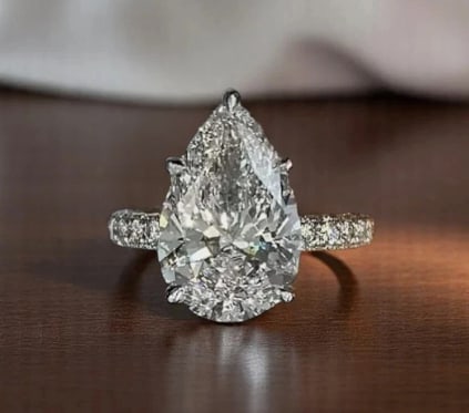 Certificted 10.00 Carat D VVS1 Pear Cut Lab Grown Diamond 14k White Gold Engagment Ring (1 of 2)