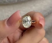 Certified 3.00 Carat Oval Cut Lab Grown Diamond Ring 14kt Yellow Gold Modern Bezel Solitaire Setting: Certified 3.00 Carat Oval Cut Lab Grown Diamond Ring 14kt Yellow Gold Modern Bezel Solitaire Setting - Ring Size US 6