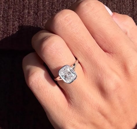 Certified 3.00 Carat Cushion Cut Lab Grown Diamond Ring 14kt White Gold Modern Bezel Solitaire: Certified 3.00 Carat Cushion Cut Lab Grown Diamond Ring 14kt White Gold Modern Bezel Solitaire Setting - Ring Size US 6