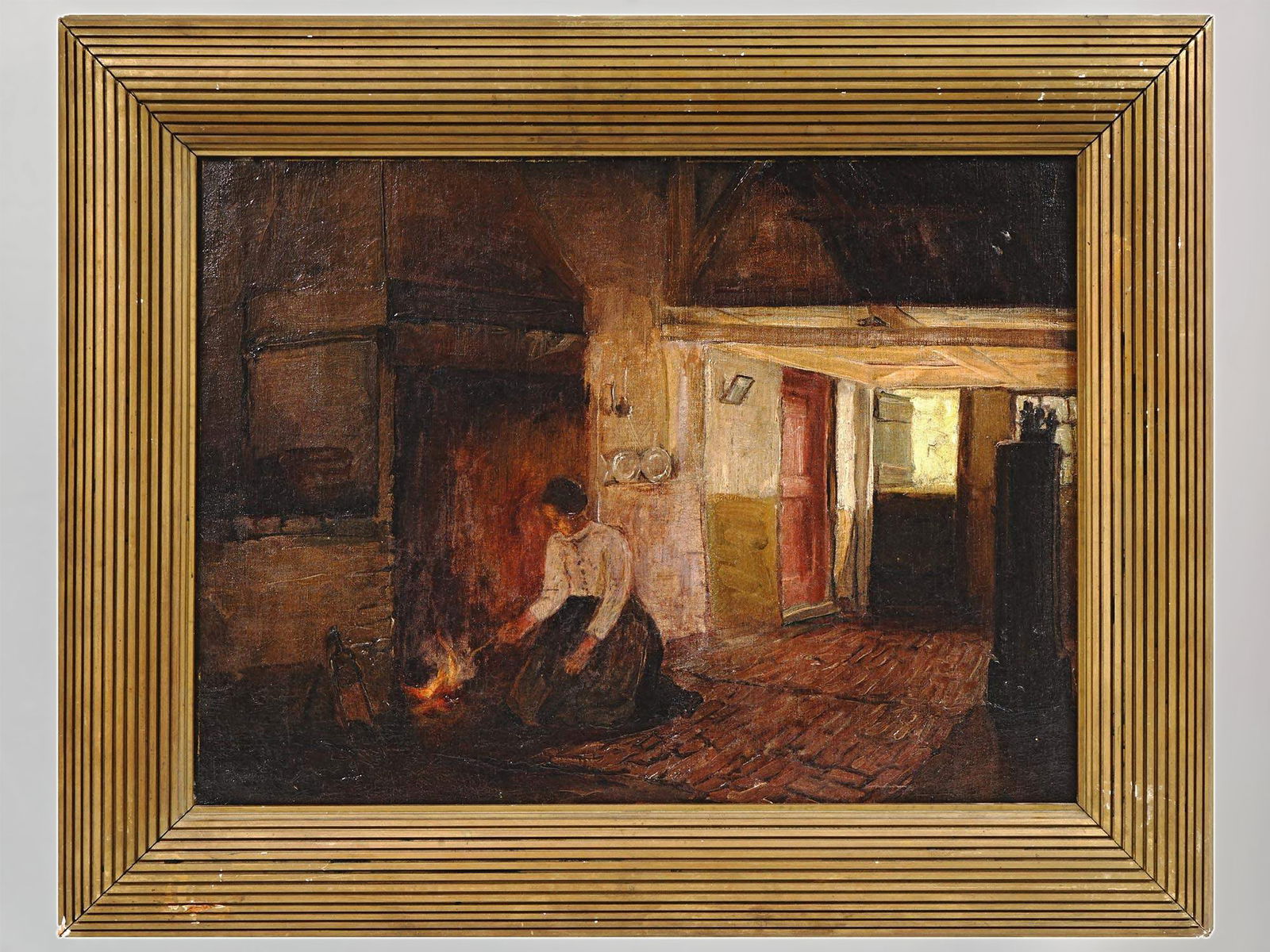 Late 19th C Americana Genre Oil Painting By Dutcher (1 of 4)