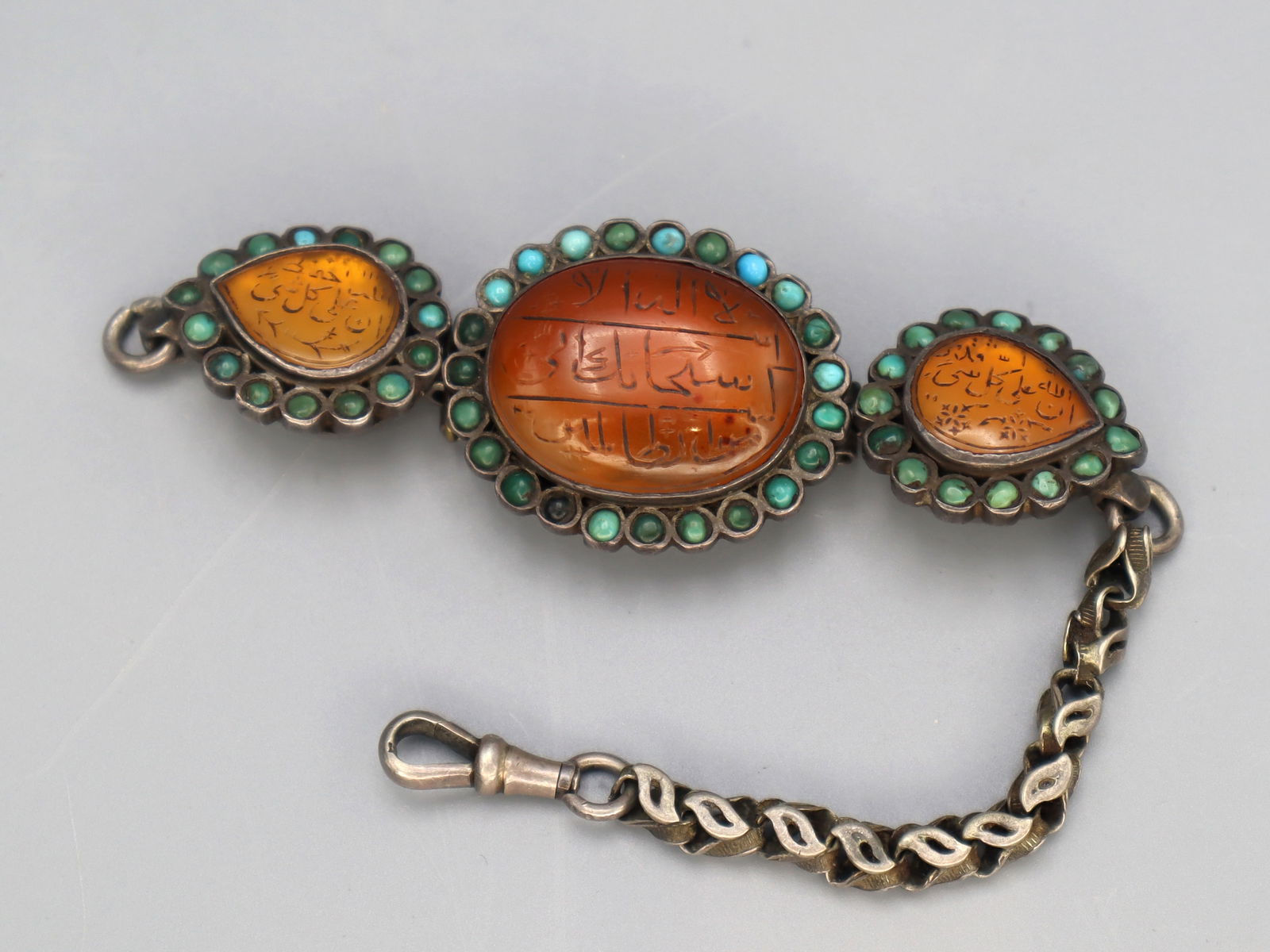 Very Rare Carnelian Quranic Intaglio With Turquoise Accents Bracelet (1 of 7)