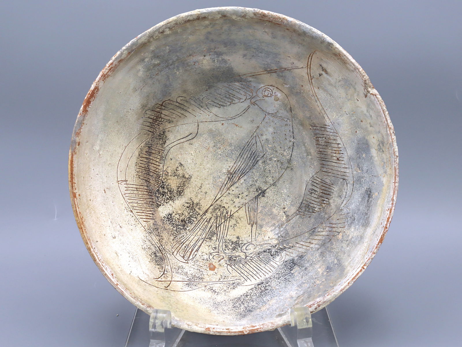 Byzantine Empire Shipwreck Terracotta Bowl With Sgraffito Bird (1 of 7)