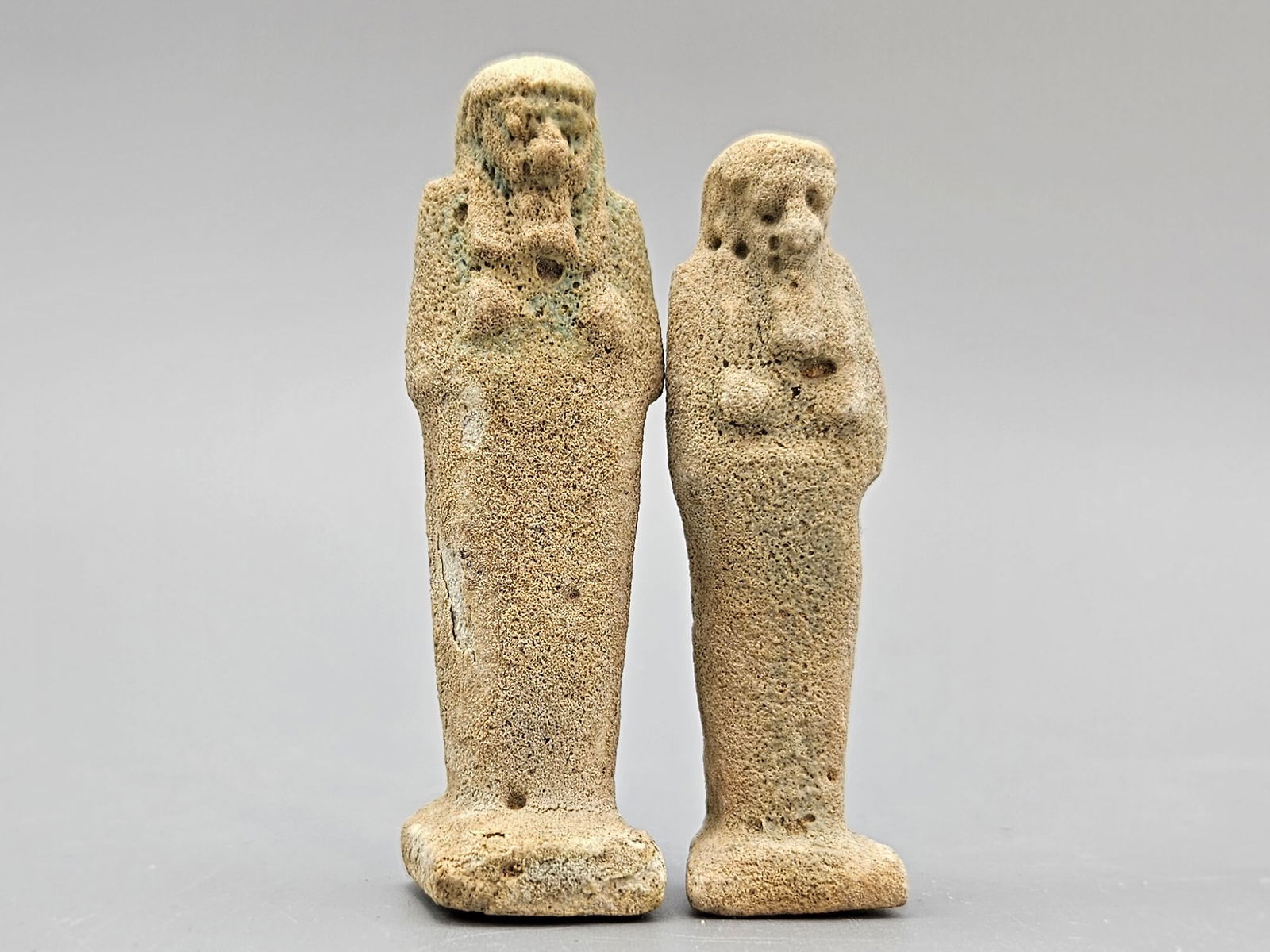 Pair Of Ancient Ptolemaic Egypt Ushabti Figures, Faience Ceramic (1 of 6)