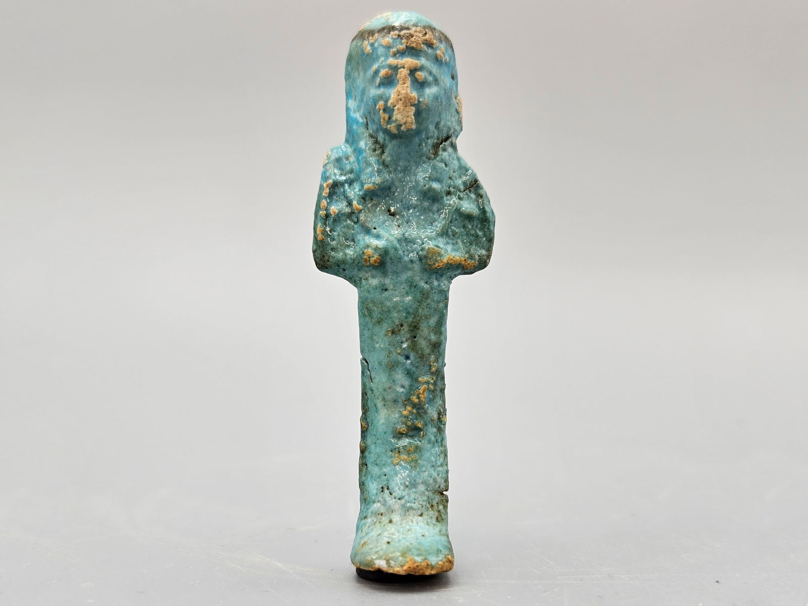 Ancient Ptolemaic Egypt Glazed Faience Ushabti, Blue (1 of 6)