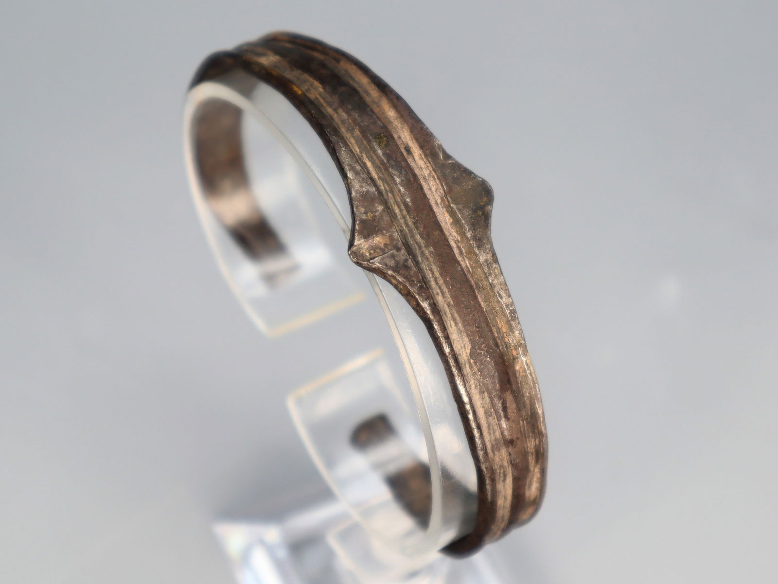 Ancient Rome Silver Cuff Bracelet With Stripes, Circa 2nd C AD (1 of 7)