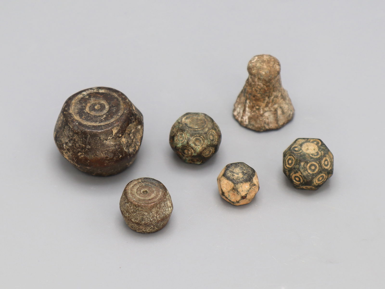 Ancient Roman Bronze Polyhedral Weights Lot Of 6 Units (1 of 5)
