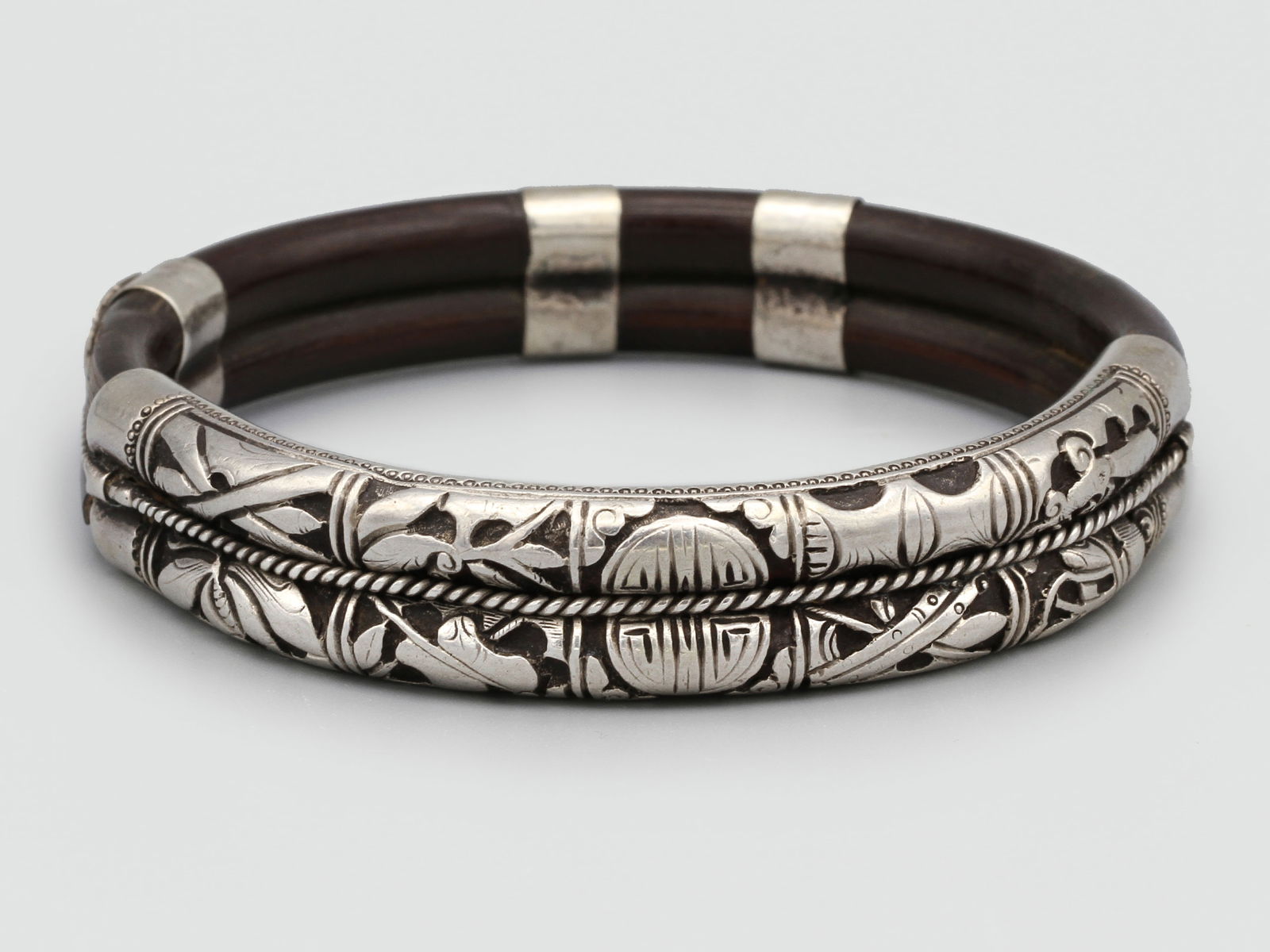 RARE 800 Silver Dragonfly Bracelet, Sterling And Bent Bamboo (1 of 9)