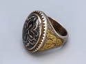 Antique XIX C Indo Persian Sterling Silver Niello Ring