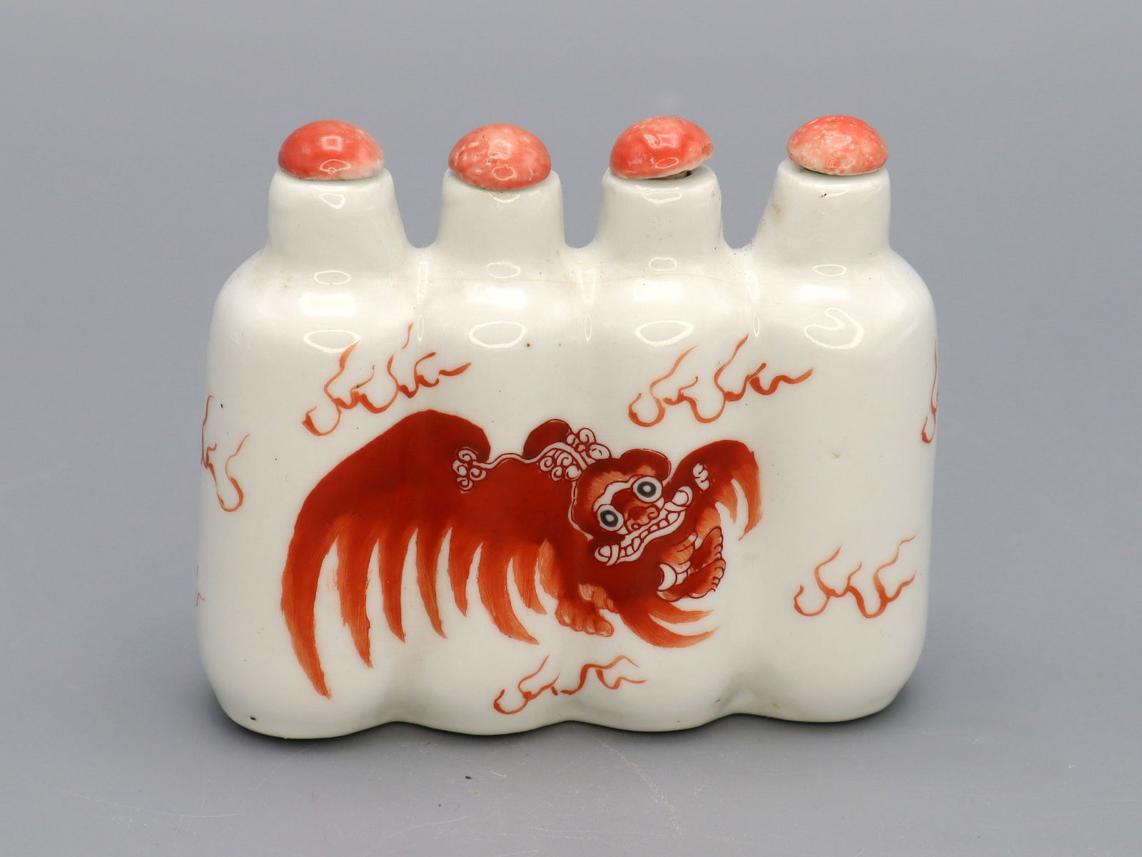 China Republic Period Porcelain Red Snuff Bottle (1 of 9)