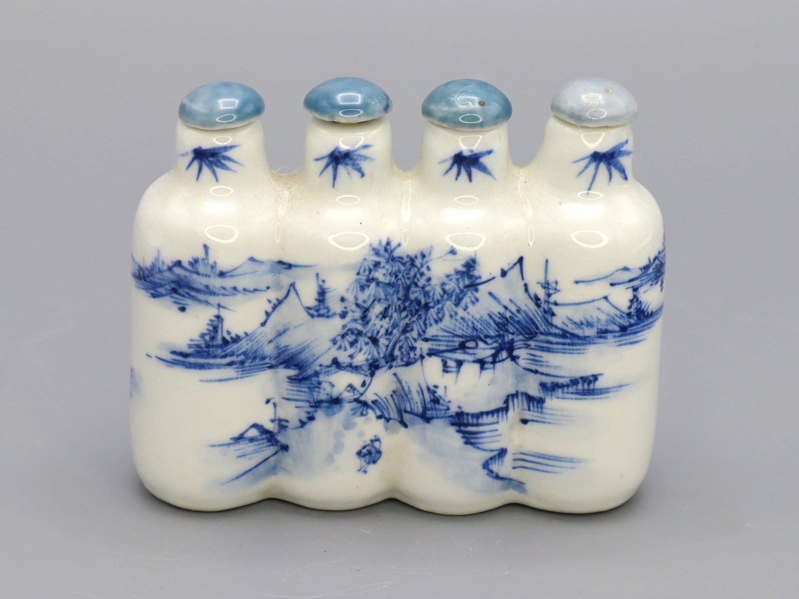 China Republic Period Porcelain Blue Snuff Bottle (1 of 9)