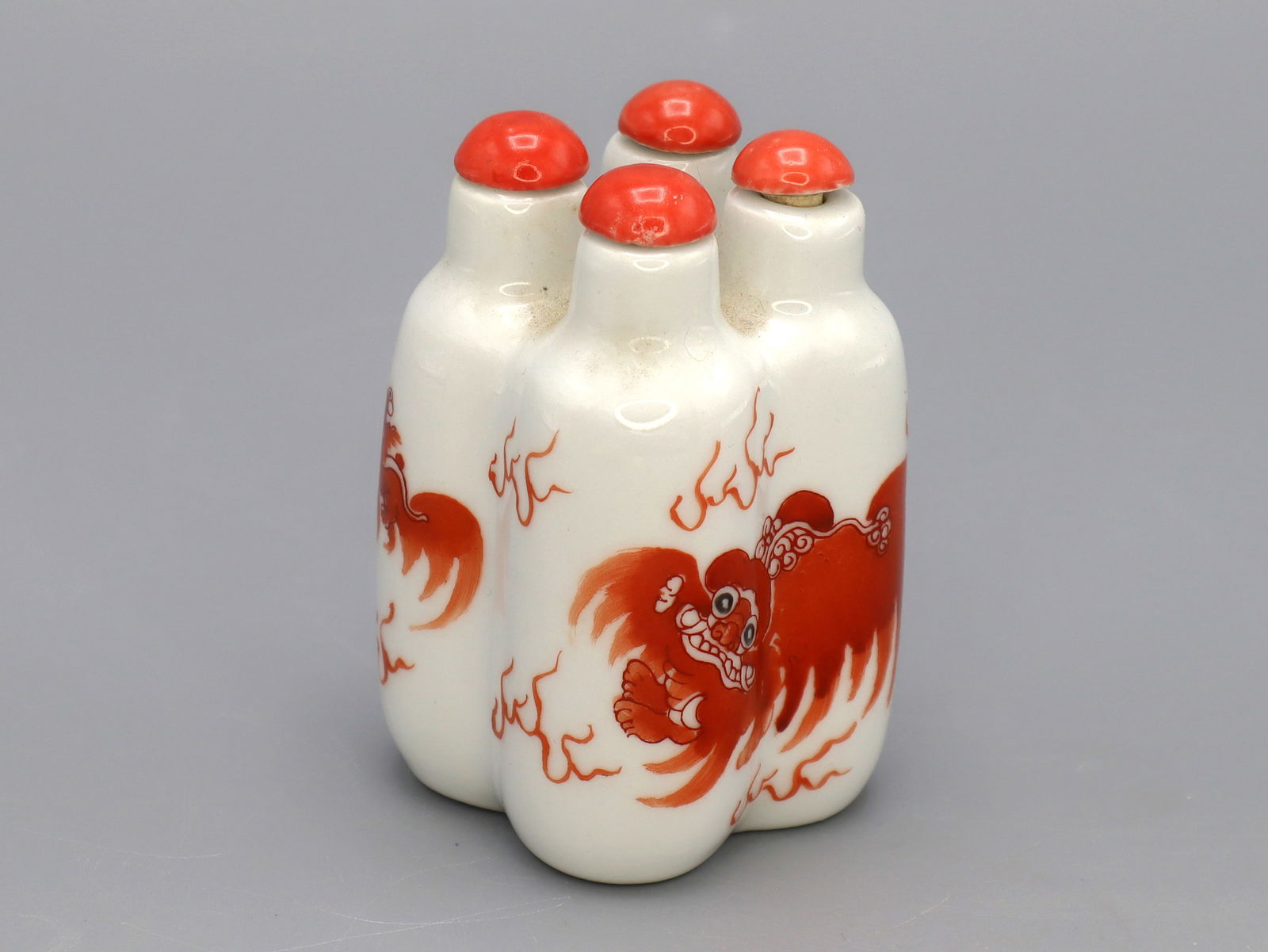 China Republic Period Porcelain Red Snuff Bottle (1 of 8)