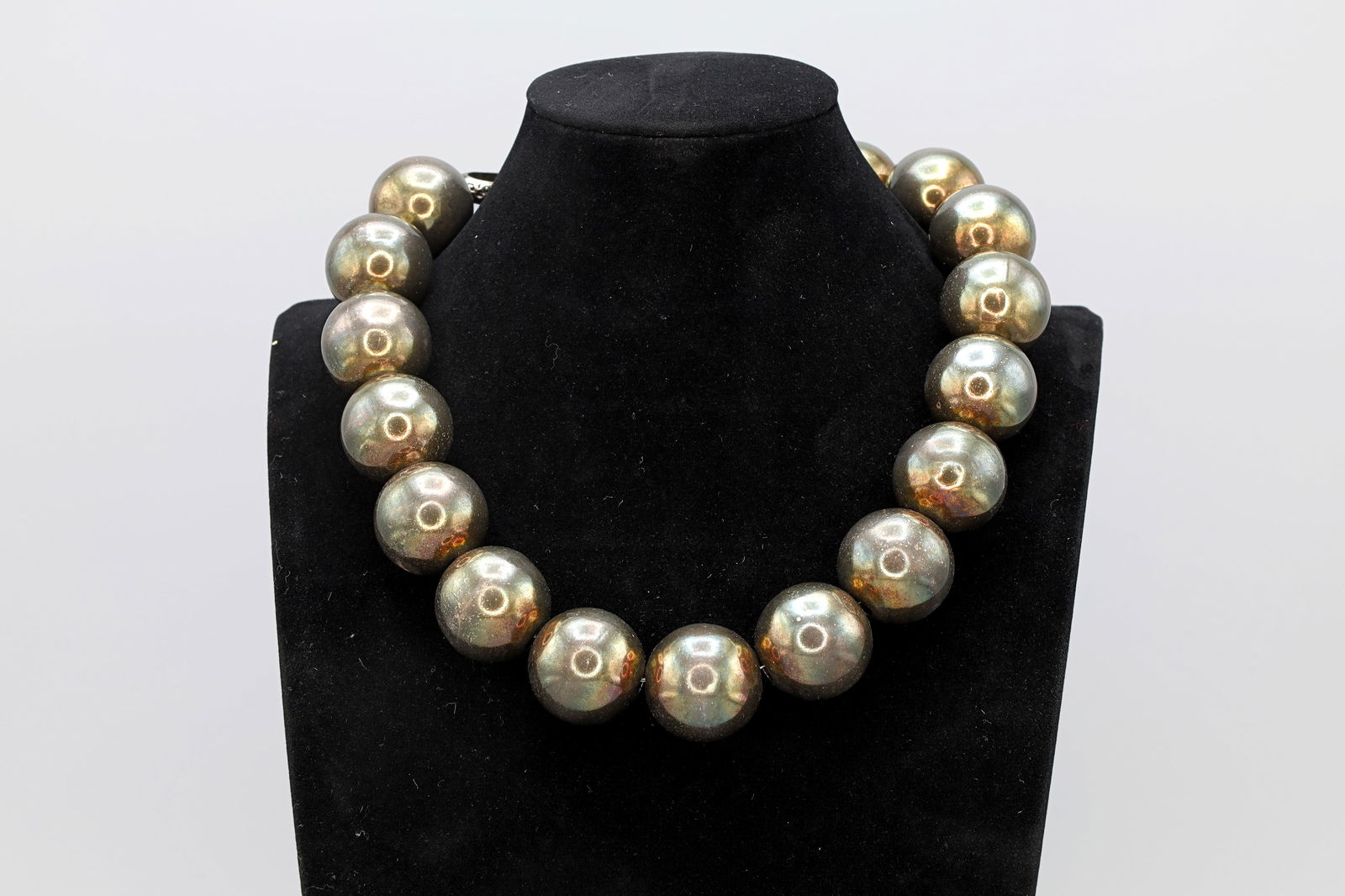 Cesaree Paris, Bold Extra Large Beaded Balls Necklace, Tested 800 Silver, Modernist Fashion (1 of 6)