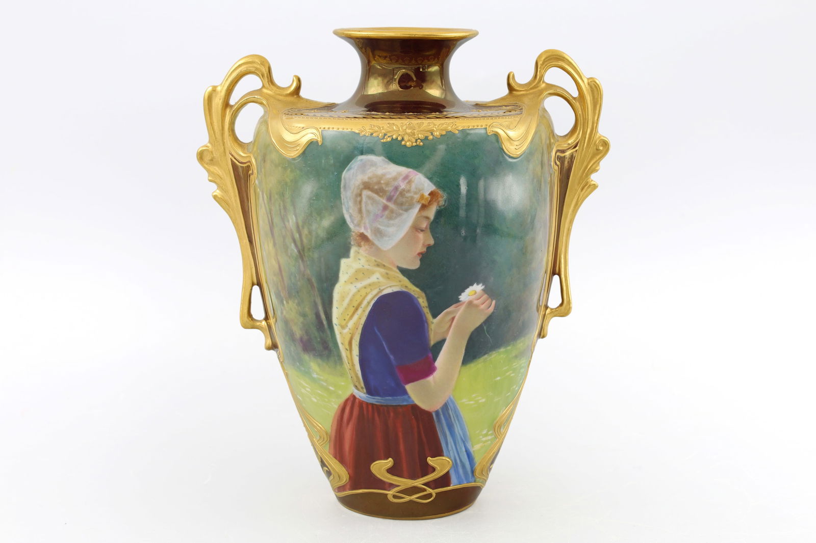 Art Nouveau Gilt And Painted Floral Vase, Maas Liebchen, Germany Porcelain With Vienna Mark (1 of 6)