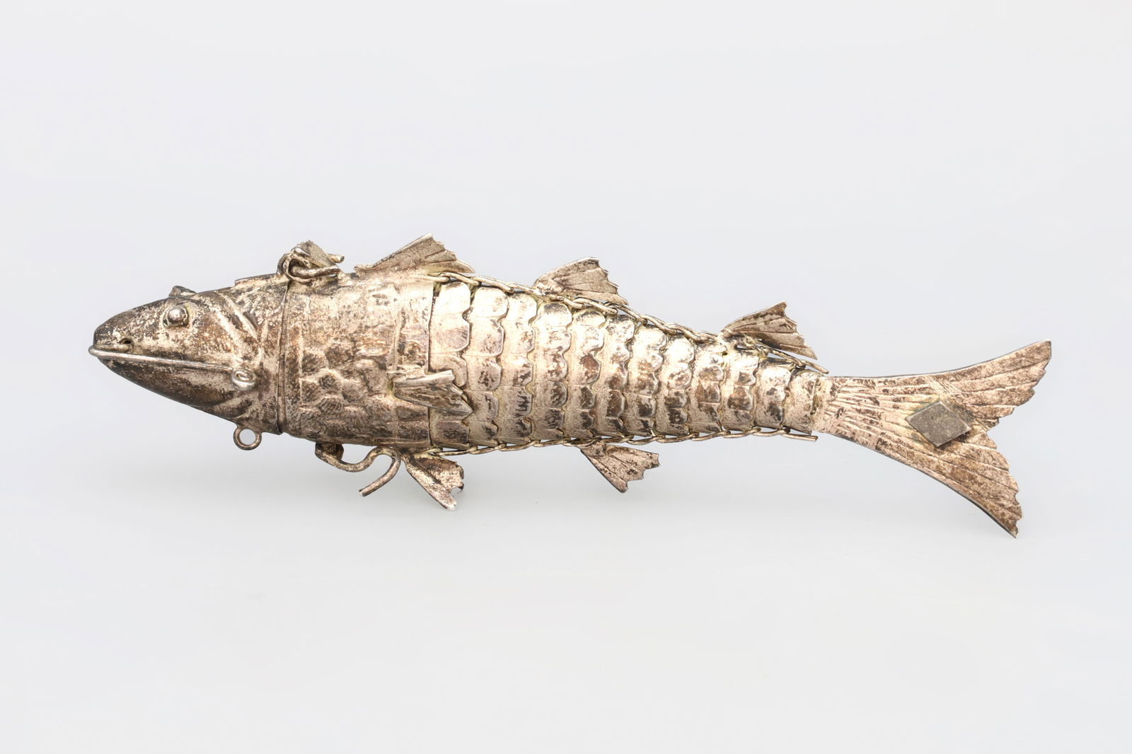 Judaic Silver Fish Spice Container, Imperial Russia, Dated As Circa 1900s. Articulated Fish Box (1 of 5)