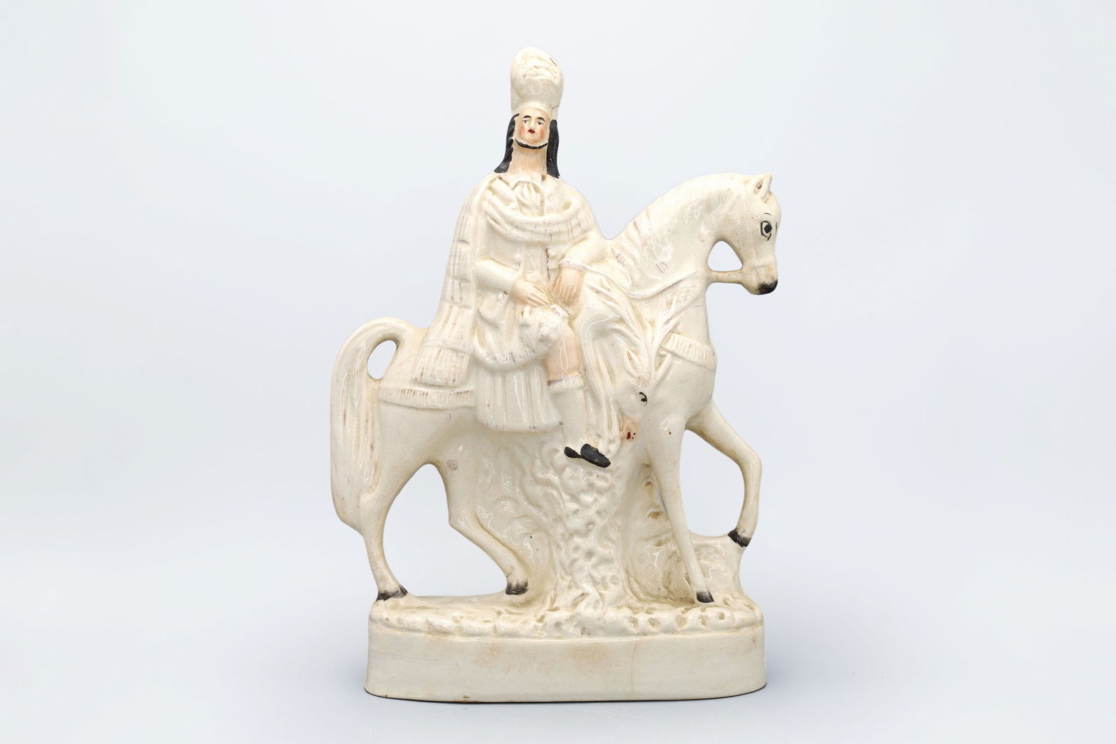 Antique 19th Century Staffordshire Scottish Highlander Hunter on Horseback, Flatback Figurine (1 of 6)