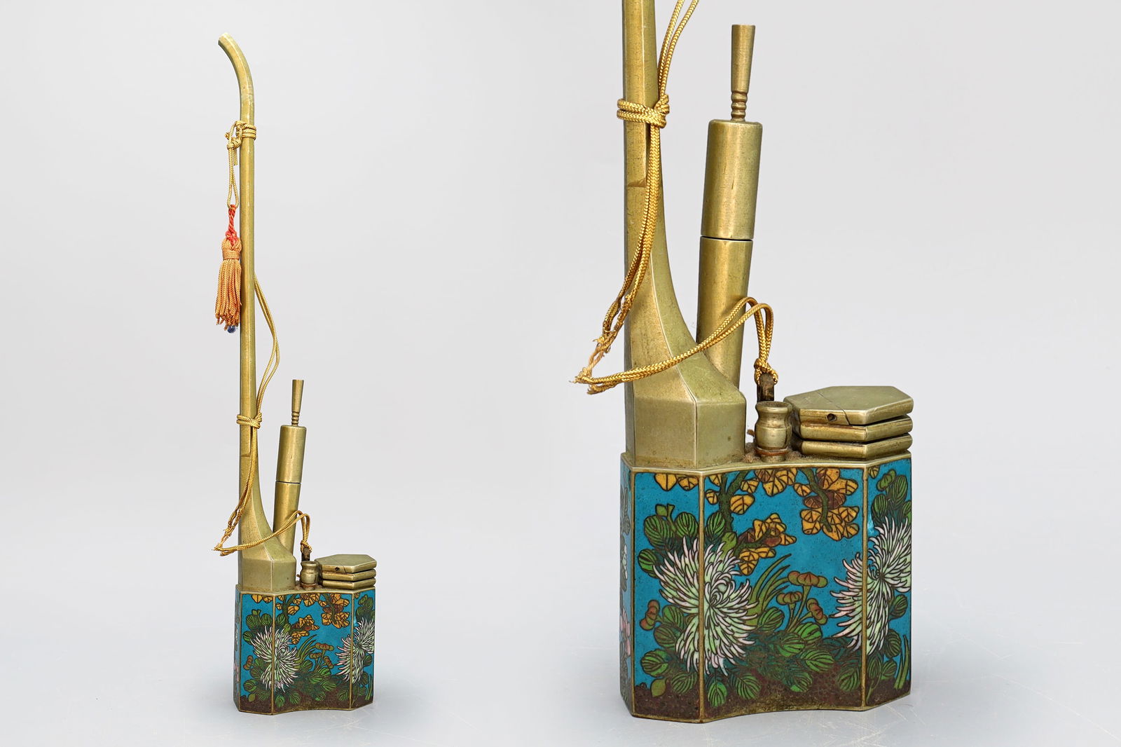 A Late Qing Dynasty, Imperial China Water Pipe With Colorful Cloisonne Decoration (1 of 4)
