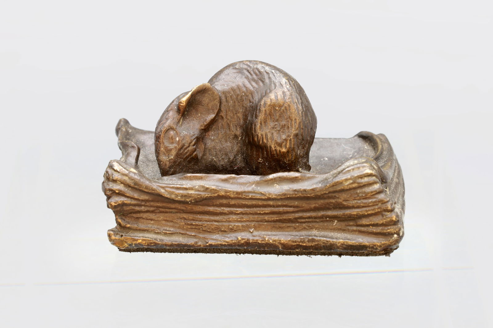 Louis Albert Carvin Bronze Sculpture of a Mouse Resting on a Book (1 of 5)