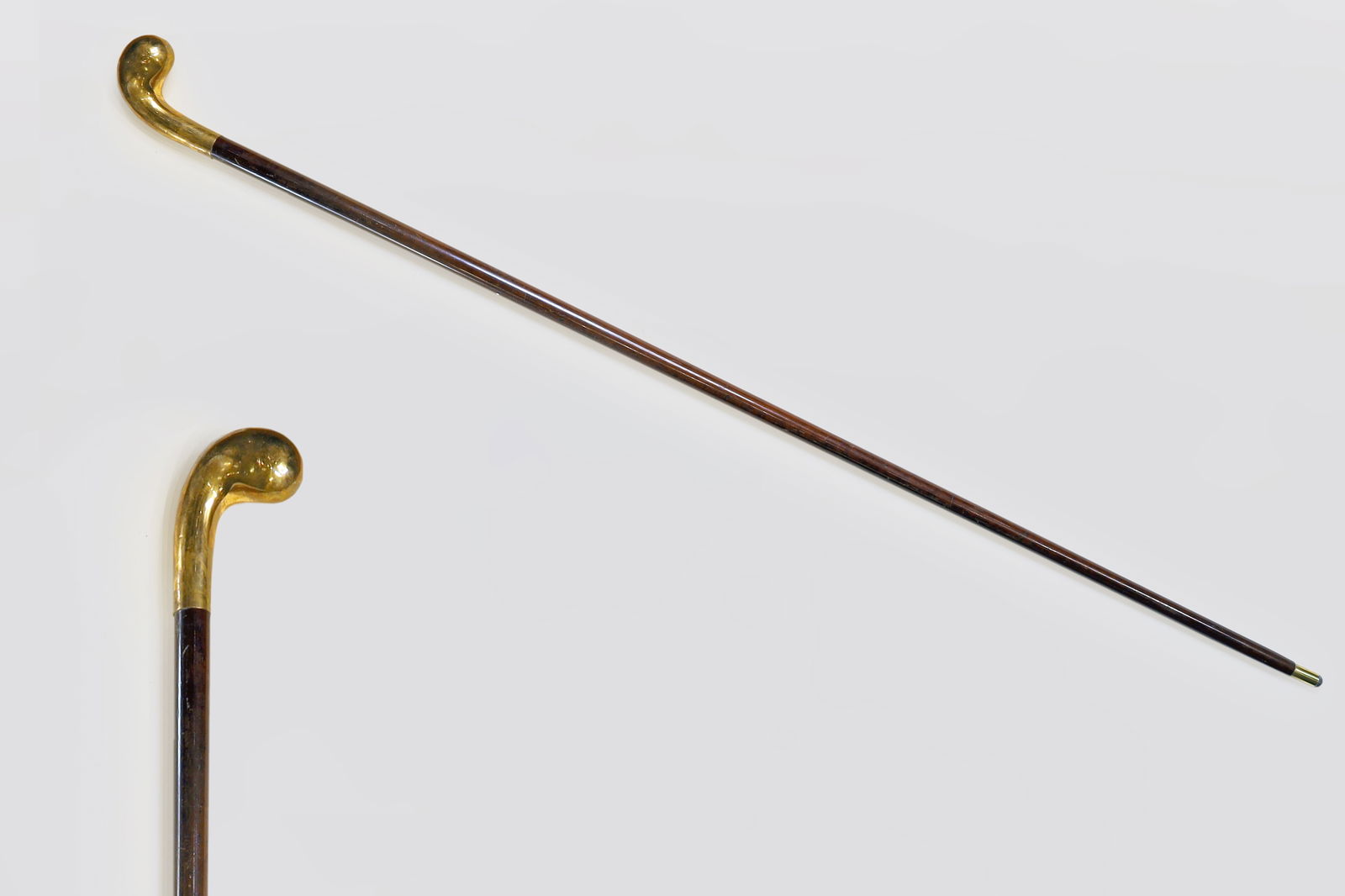 Antique Edwardian Era Walking Stick Double Gold Plated And Wood, With Hallmarks (1 of 5)