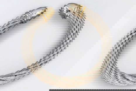 Vintage David Yurman Jewelry, Twisted Cable Cuff Bangle Bracelet With Hallmark, Fashion Accessories: Vintage David Yurman Jewelry, Twisted Cable Cuff Bangle Bracelet With Hallmark, Fashion Accessories. I DOnt See Any Stamp For Silver Grade. The Gold Overaly OnFinials Is Fadding Out. Dimensions Inner