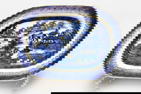 Antique Qing Dynasty, Nankin Canton Chinese Exports Willow Tray, Blue And White, Oriental Arts: Antique Qing Dynasty, Nankin Canton Chinese Exports Willow Tray, Blue And White, Oriental Arts. Overall Good Condition. DISCLAIMER: Read The Description And Watch Carefully The Images Provided. Ask An