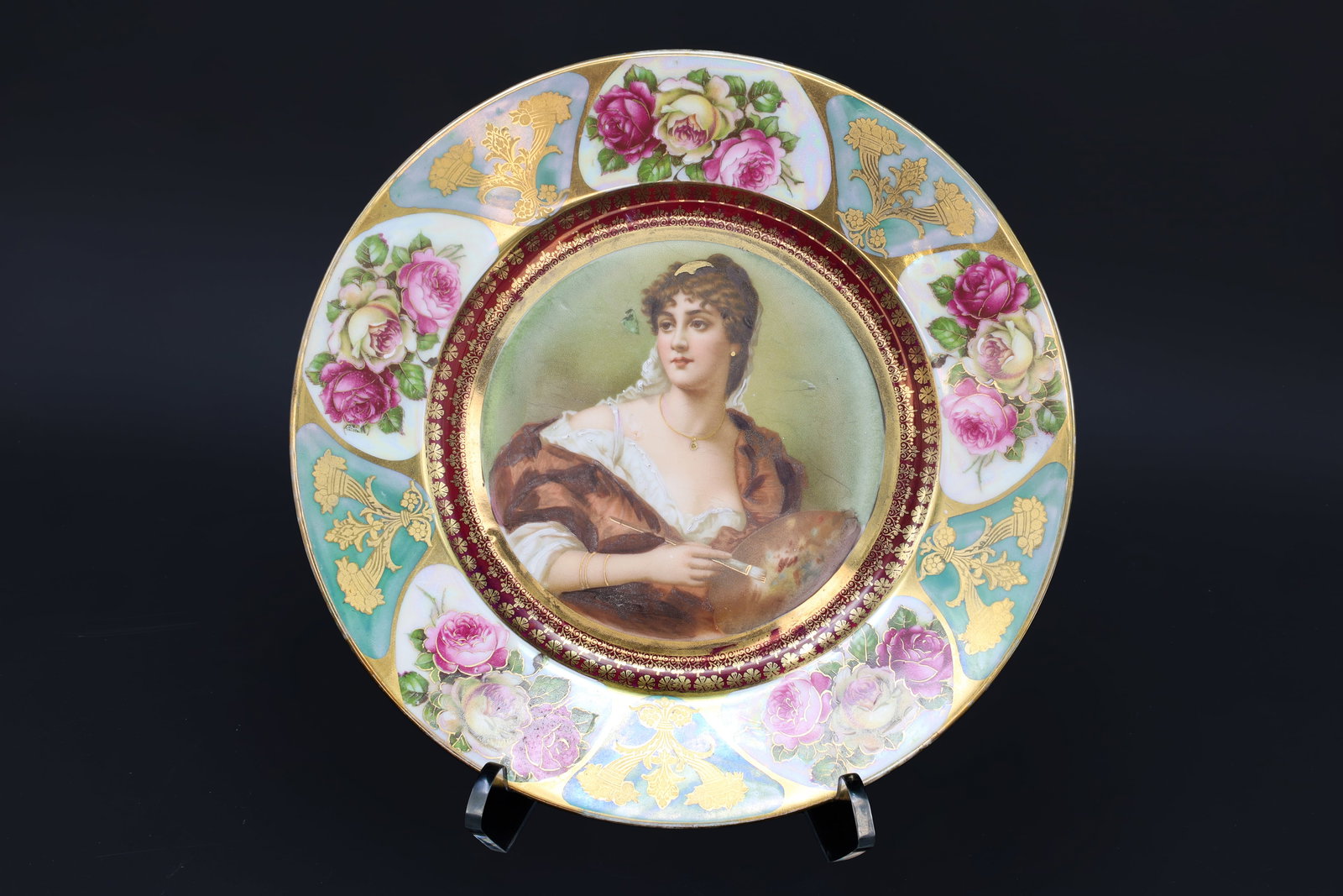 Antique German Porcelain Cabinet Plate, The Painter, With Stamp By Richard Ginory Decorators (1 of 5)