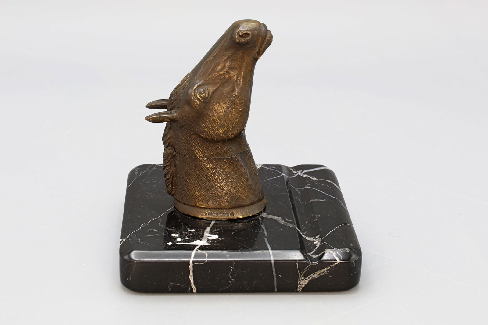 Hermes paris, French Inkwell In The Shape Of A Horse Stallion Head, On Marble Base, Signed (1 of 6)