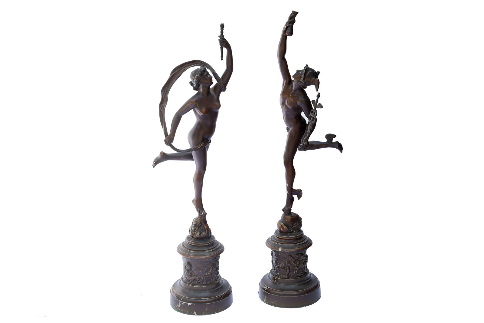 Pair Of French Bronze Toned Spelter Metal Sculptures, Venus And Mercury, Neo Classical Art (1 of 8)