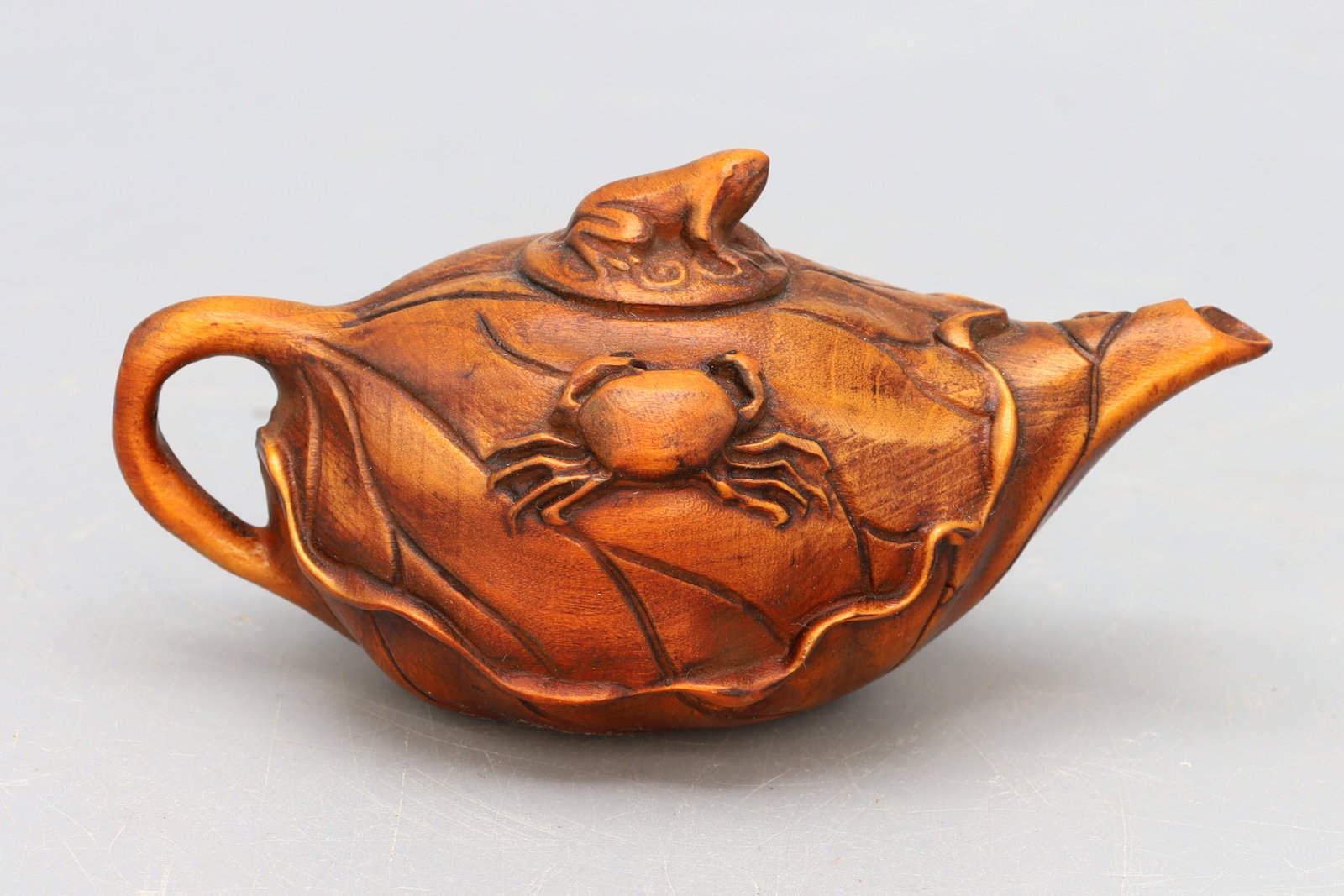 Japanese Hand Carved Wood Tea Pot MIniature Figurine, Oriental Art Decor, Collectibles.: DISCLAIMER: Read The Description And Watch Carefully The Images Provided. Ask Any Questions Before You Place A Bid. We Do Our Best For Identifying And Describing The Items, However We Are No Experts I