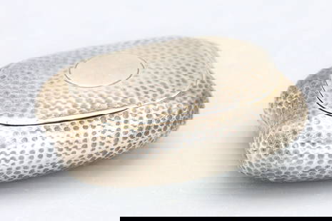 Antique 1904 Century British Empire Sterling Pill Box, Tobacco Snuff Box, William Henry, Birmingham: Antique 1904 Century British Empire Hand Hammered, Sterling Pill Box, Tobacco Snuff Box, William Henry, Birmingham. Normal Surface Wear And Age. Sold As Is. DISCLAIMER: Read The Description And Watch