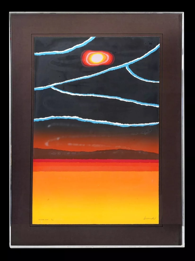 Arthur Secunda, Abstract American Art, Arlesienne Night 1982, Limited Edition Color Serigraph Framed: American Color Lithograph Night By Arthur Secunda Signed. Arthur Secunda, American, Born 1927, Limited Edition Color Serigraph On Paper, Arlesienne Night, 1982. Signed In Pencil And Impress With A Sta