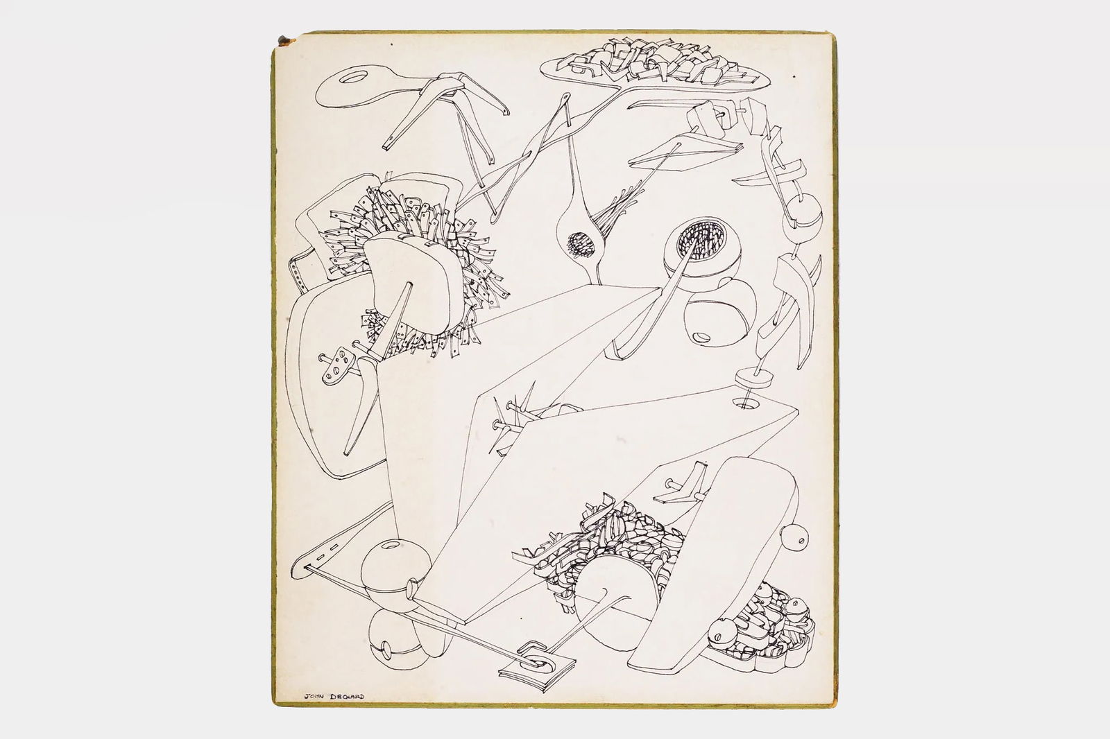 American Futurism, A Vintage 1960s Ink Drawing By John S Deckard, Hand Signed, Paintings Art (1 of 4)