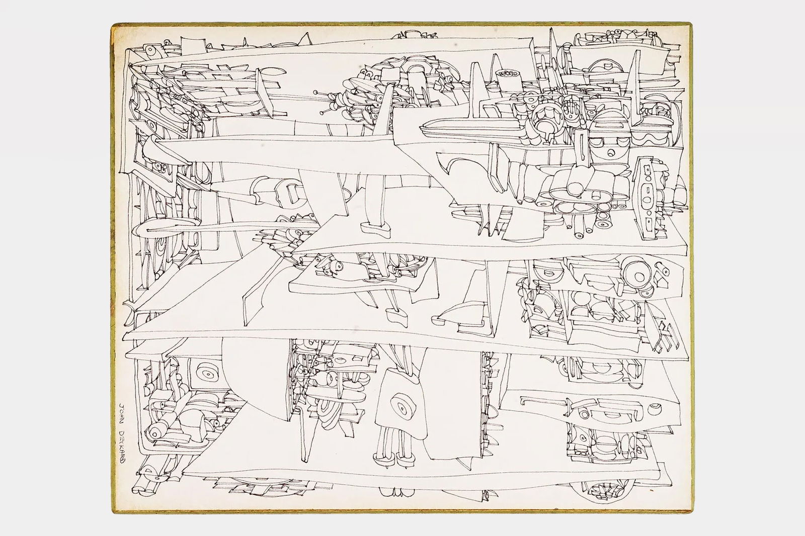 American Futurism, A Vintage 1960s Ink Drawing By John S Deckard, Hand Signed, Paintings Art (1 of 7)