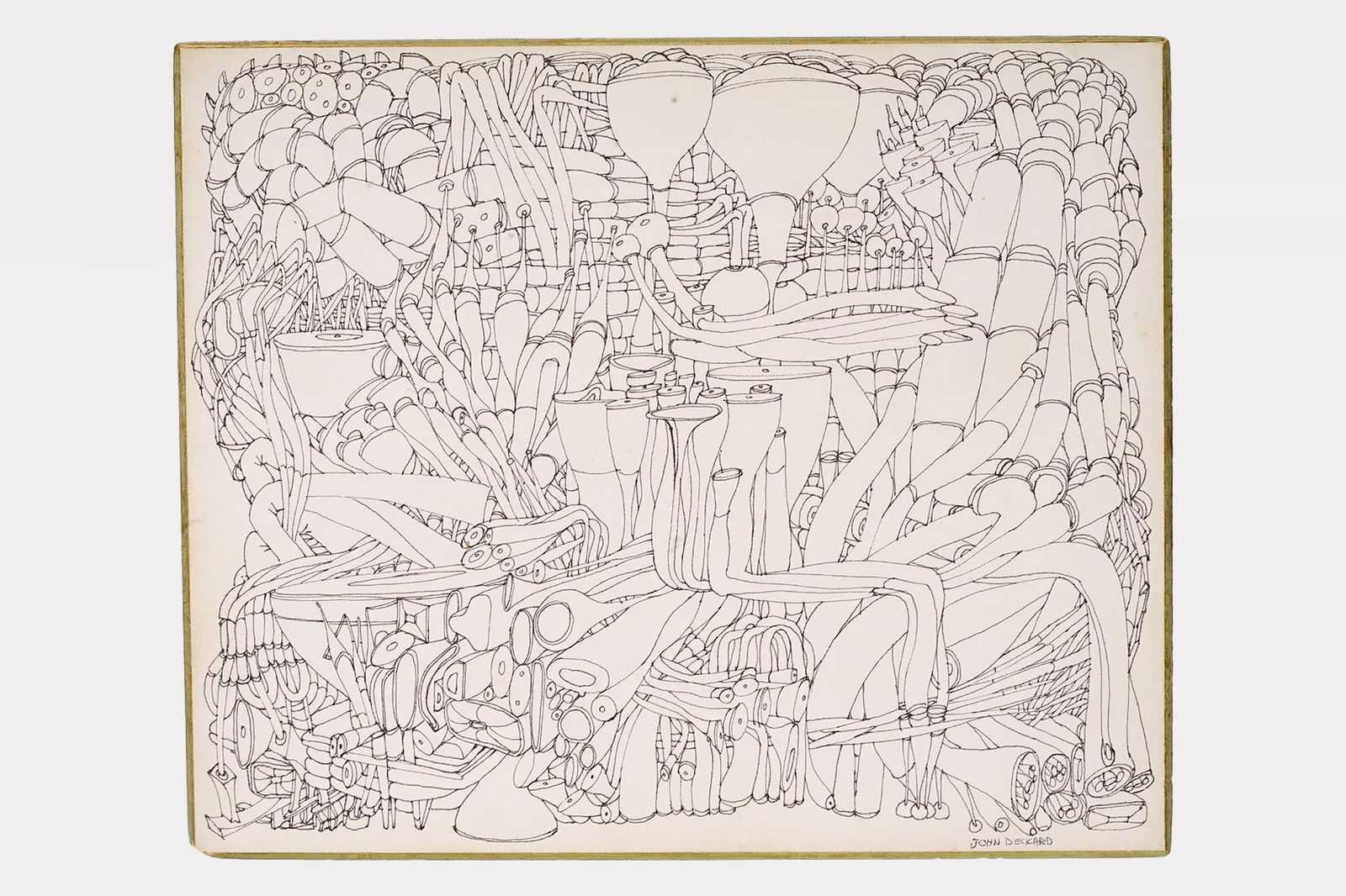 American Futurism, A Vintage 1960s Ink Drawing By John S Deckard, Hand Signed, Paintings Art (1 of 6)