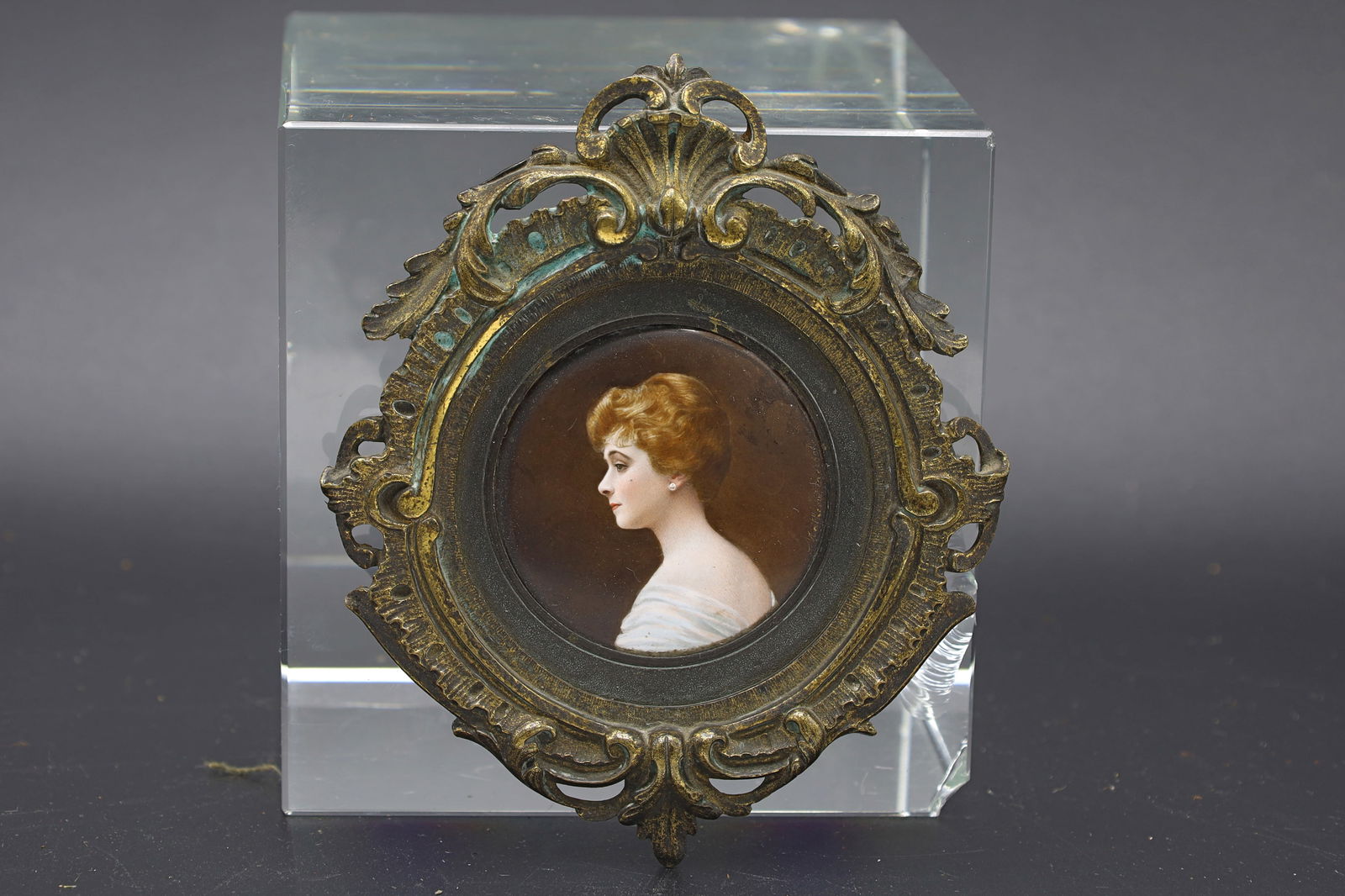 Miniature Portrait Painting On Enamel Plaque By French Artist Mathieu Deroche. Late 19th Century (1 of 3)