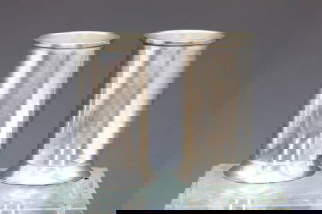 Tiffany And Co, 23979 Sterling Silver Pair Of Toothpicks Holders, Art Deco Cups, With Hallmarks: Vintage First Half Of The 20th Century, Set Of Two, Tiffany And Co, 23979 Sterling Silver Pair Of Toothpicks Holders, Art Deco Cups, With Hallmarks. Dimensions Height 2.3 inches, Weight 84.75 grams. A