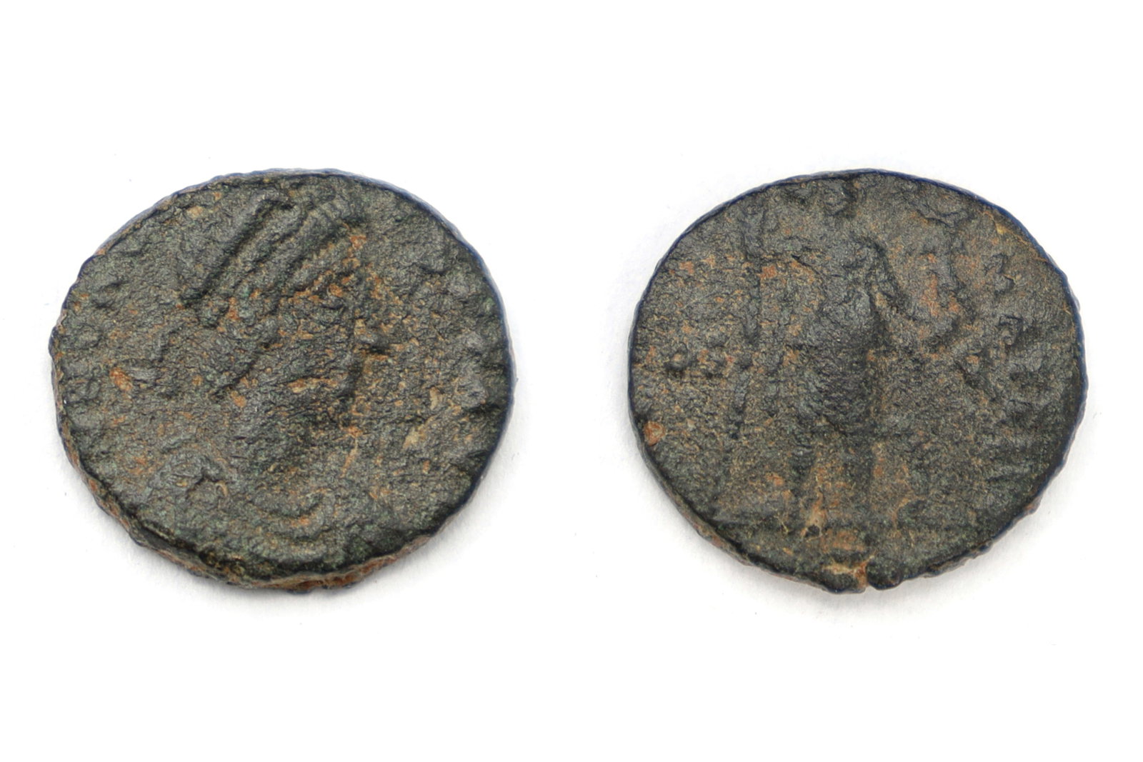 Ancient Western Roman Empire, Emperor Honorius, 5th C AD, Bronze Coin Roma Felix, Numismatics: Issued By The Western Roman Empire, Dated Approximate 404 To 408 AD. A Bronze Coinage Follis For The Currency Solidus, Hammered, Mint In Rome. Round Shape But Irregular. Obverse, Bust Of Arcadius, Ros