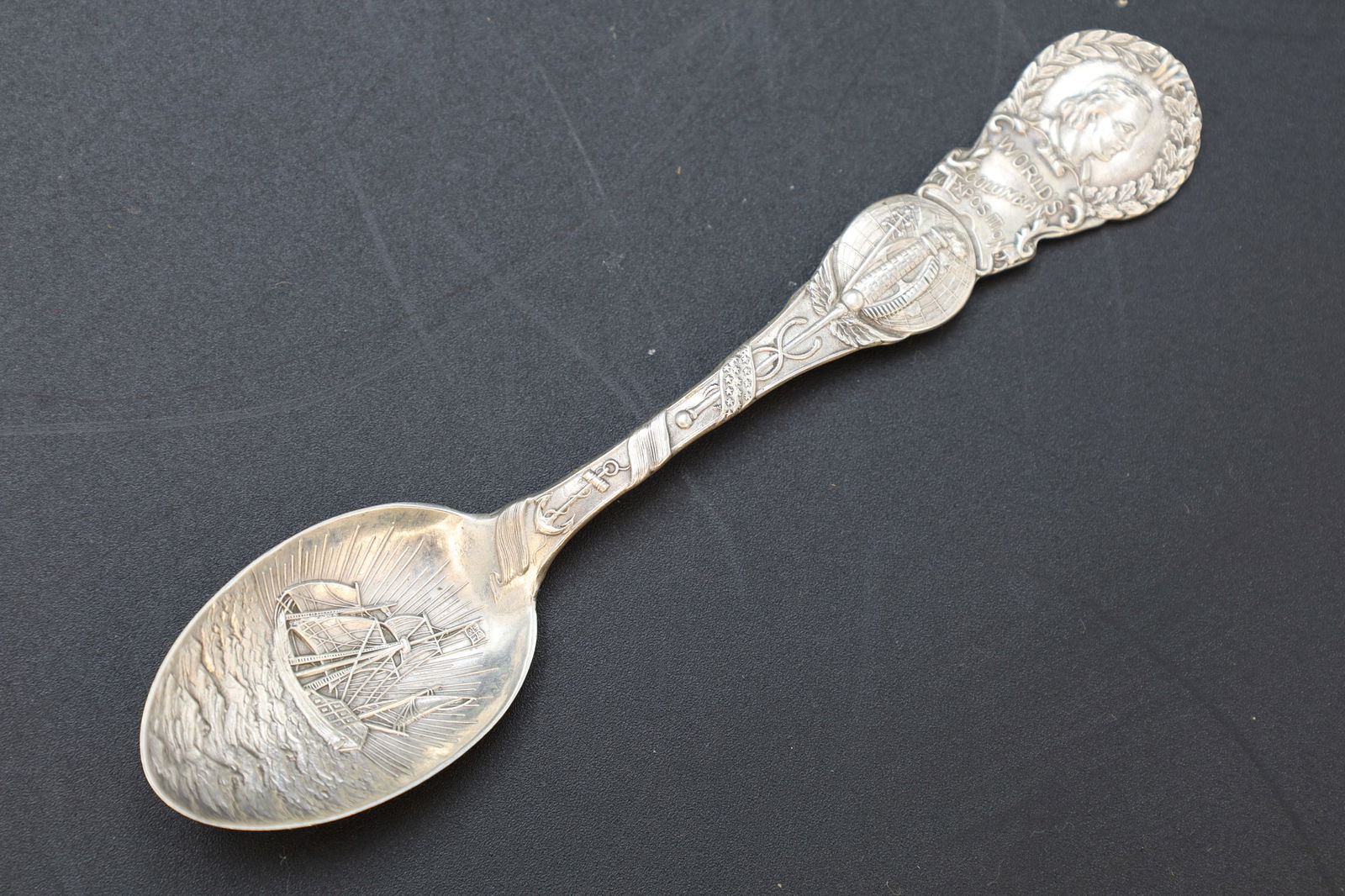 Antique 1893 Worlds Fair Columbian Exposition Souvenir Spoon, American Sterling Silver Flatware (1 of 2)