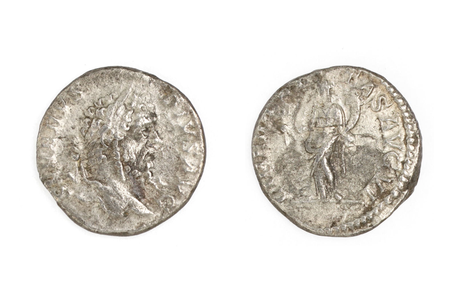 Ancient Roman Denarius Silver Coin, Probably Macrinus, 3rd Century AD, AEQVITAS AVG VI, Numismatics (1 of 5)