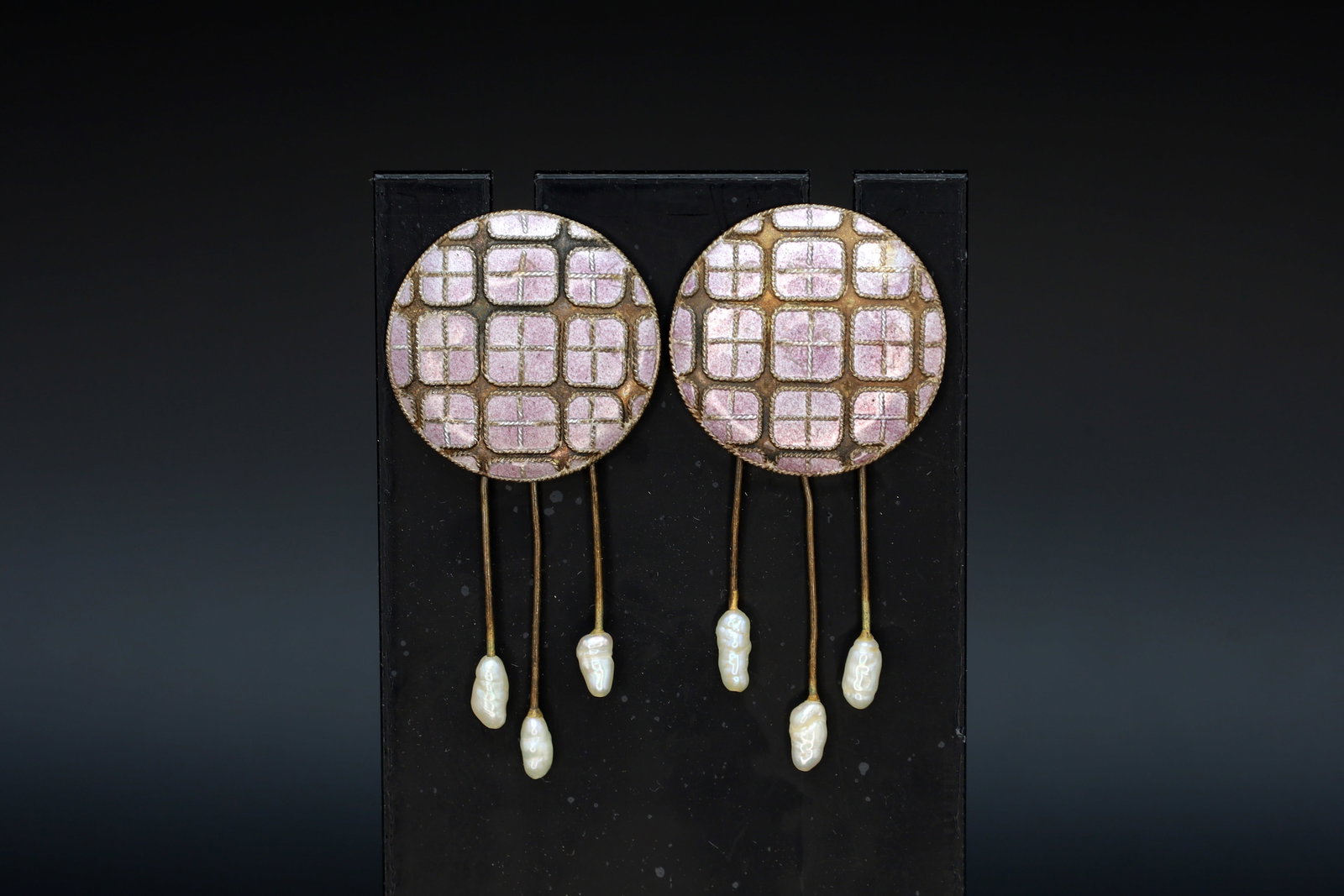 Vintage Sterling And Enamel Stud Earrings, Gold Vermeil, Fashion Accessories, Modernist Jewelry (1 of 3)