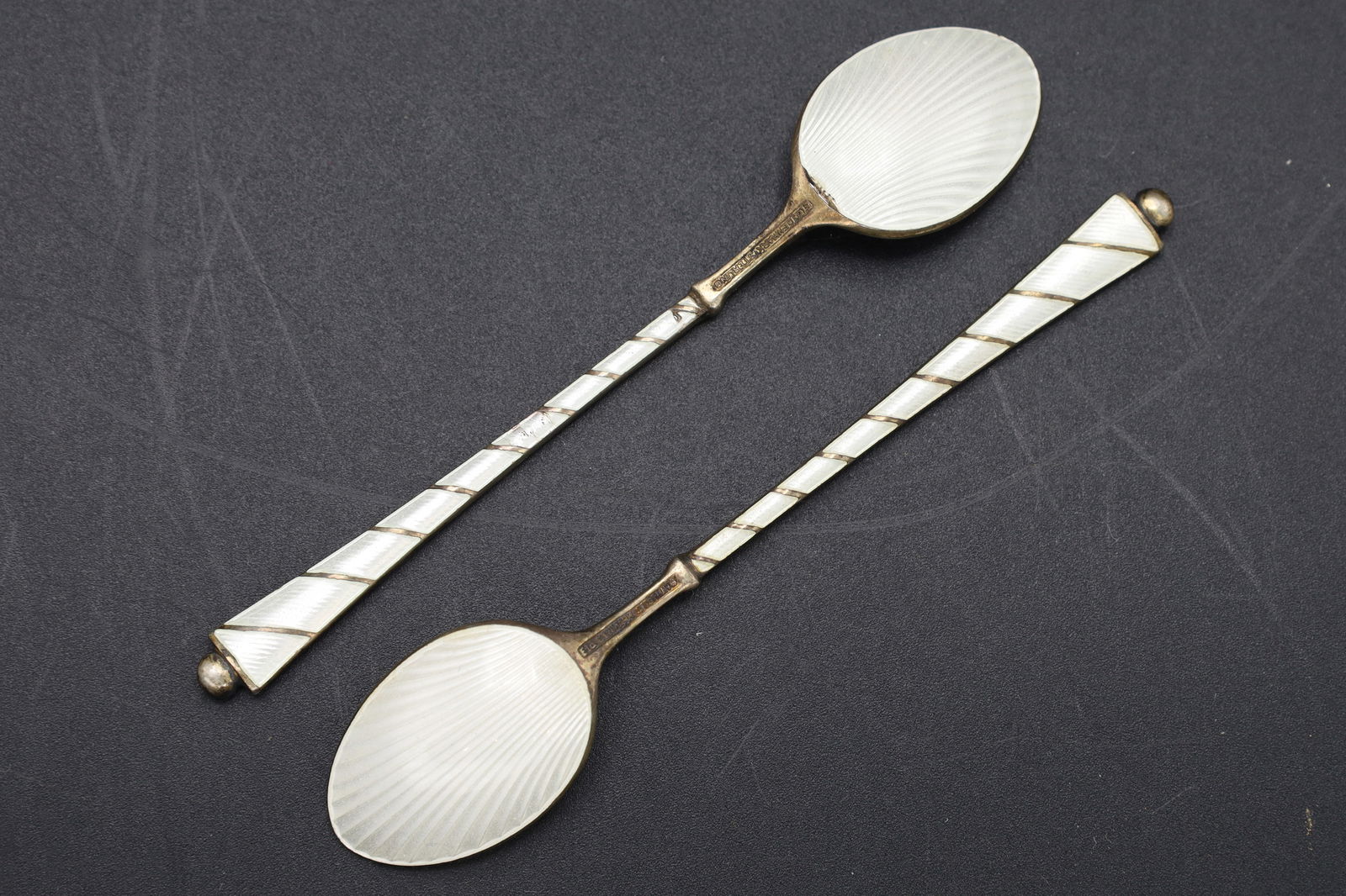 ELA Denmark Guilloche And Sterling Coffee Spoons, Scandinavian Flatware, Mid Century Cutlery (1 of 3)