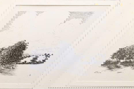 Vintage 1930s British Ink On Paper Landscape Drawing, A Portfolio Of Original Art By Walter M Keesey: Interesting Item, Part Of The Portfolio Of Works About Bridges, Churches And Castles On The West England Area. Commission Work Done In Between The World Wars. There Is An Almost Conspiracy That The Br