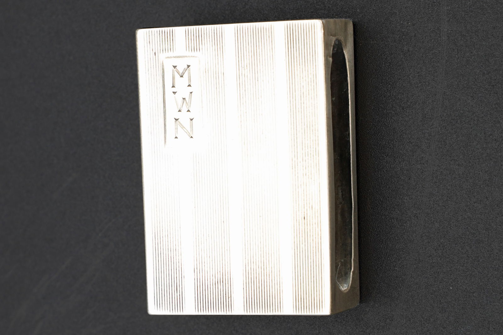 Sterling Silver Matchbox, A Match Case Cover With Wallace Hallmarks, Small Size Art Deco Match Cover: Dimensions 1.55 x 1.125 x 0.5 inches. Weight 9.75 Grams. All Measurements Are Approximate. Luxury Restaurant Accessories. Sterling Silver Matchbox, A Match Case Cover With Wallace Hallmarks, Small Siz