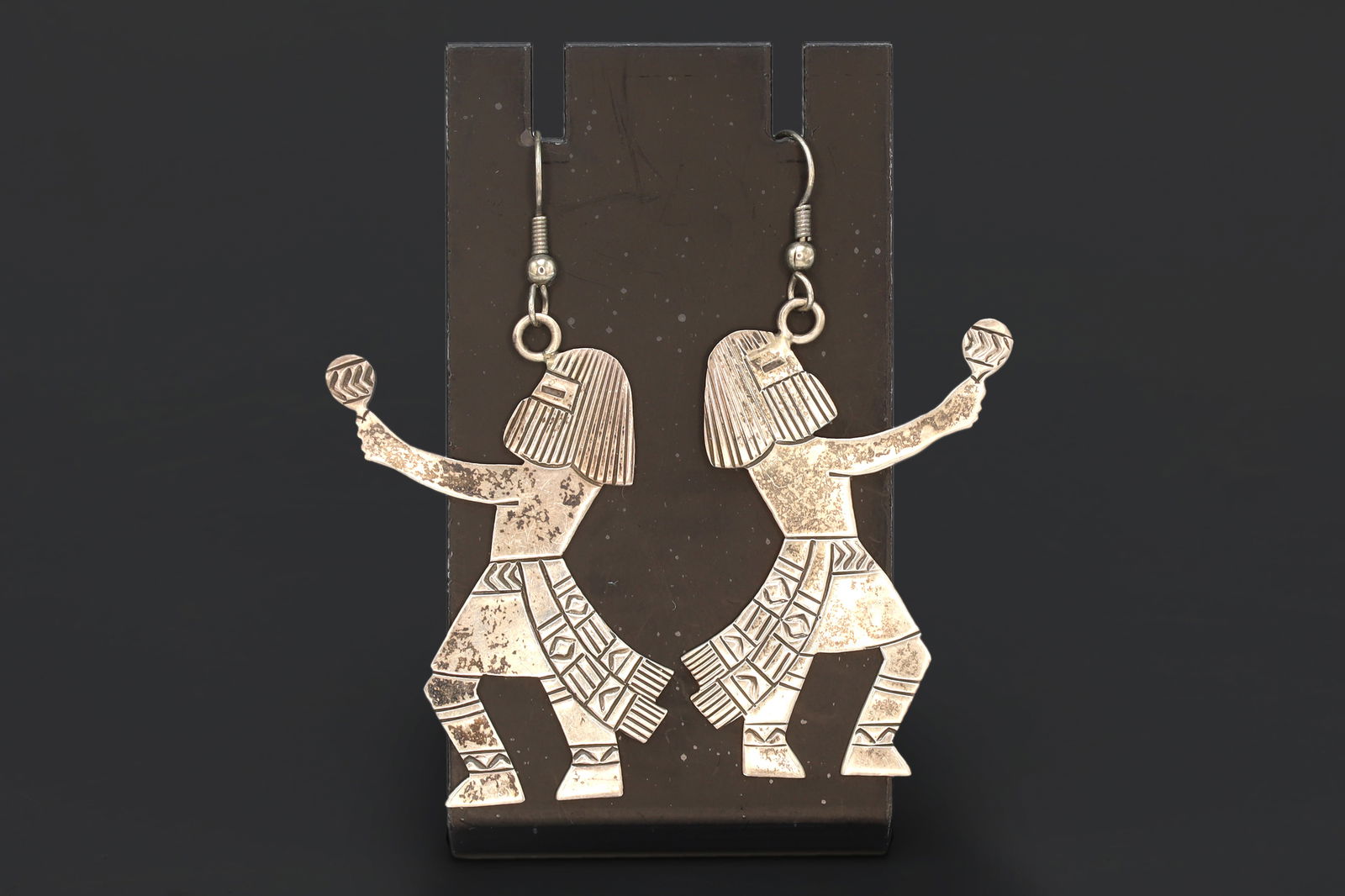 Douglas Etsitty, Vintage Navajo Dangle Earrings, Pow Pow Dancing Kashinas, Native American Jewelry (1 of 5)