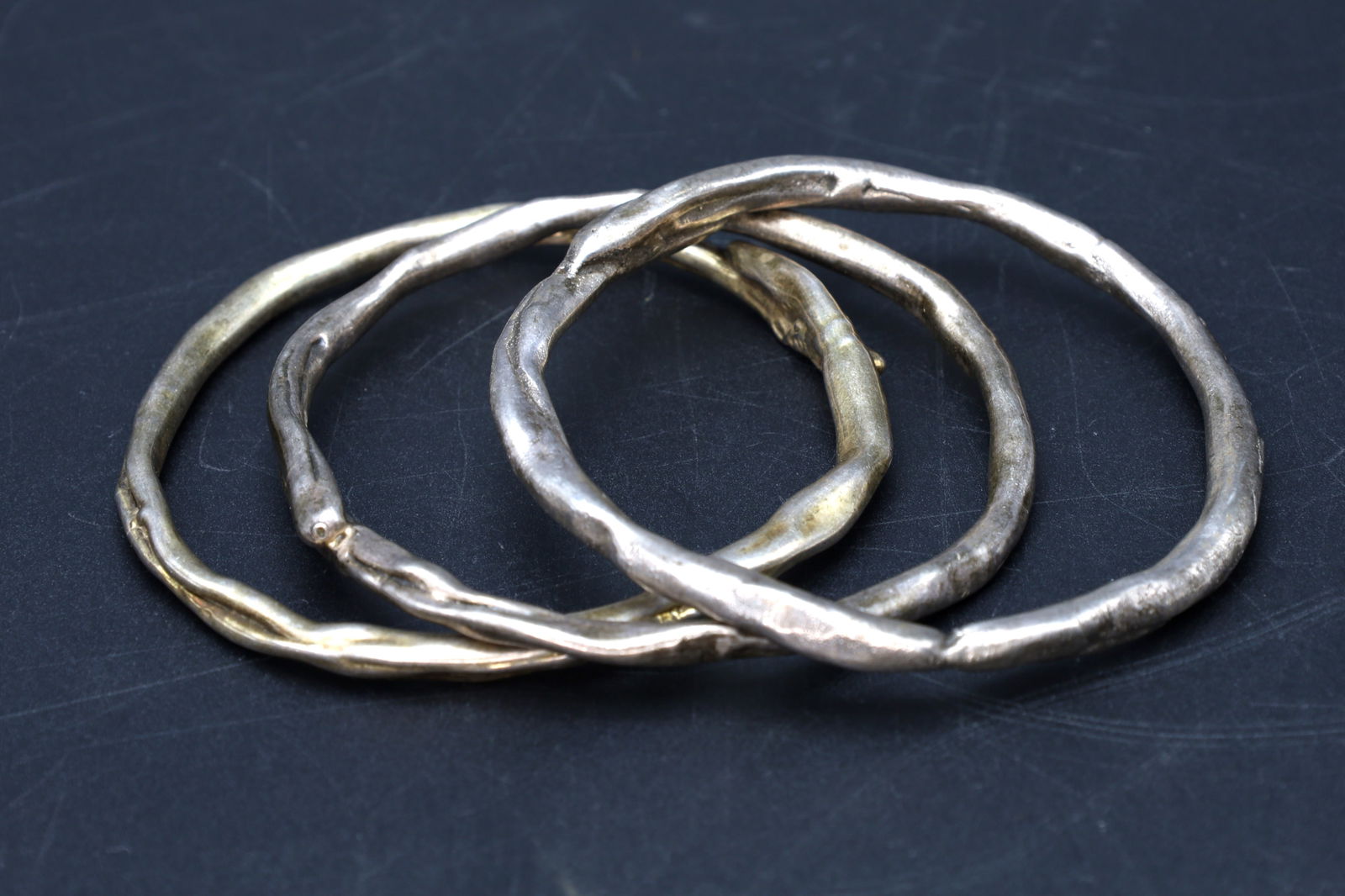 Brutalist Bangle Bracelets, Sterlign Silver Freeform Cast, Israel Vintage 1980s Jewelry, Modernist: Dimensions, Average Diameter 2.5 inches, Weight 33.2 grams. All measurements are approximate. Brutalist Bangle Bracelets, Sterlign Silver Freeform Cast, Israel Vintage 1980s Jewelry, Modernist Fashion