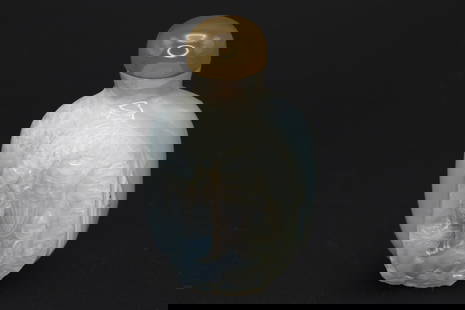 Vintage Early 20th Century Snuff Bottle, Shouxing God On Carved Agate Stone, Asian Perfume Bottle: Dimensions, Height 2.7 inches. All measurements are approximate.Vintage Early 20th Century Snuff Bottle, Carved Shouxing God On Agate Stone, Perfume Bottle. Asian Oriental Arts Tobacciana Collectibles