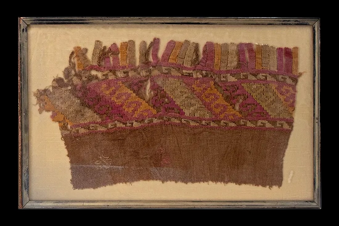 Ancient Nazca Textile, PreColumbian Cultures Of Coastal Peru, Circa 200 To 600 AD, Framed Tapestry (1 of 4)