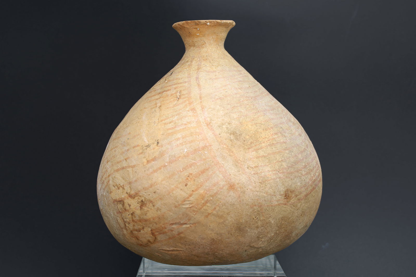 Ancient Holy Land, A Bronze Age Pottery Jar, Drop Shaped Jug Vase Vessel With Painted Stripes (1 of 5)
