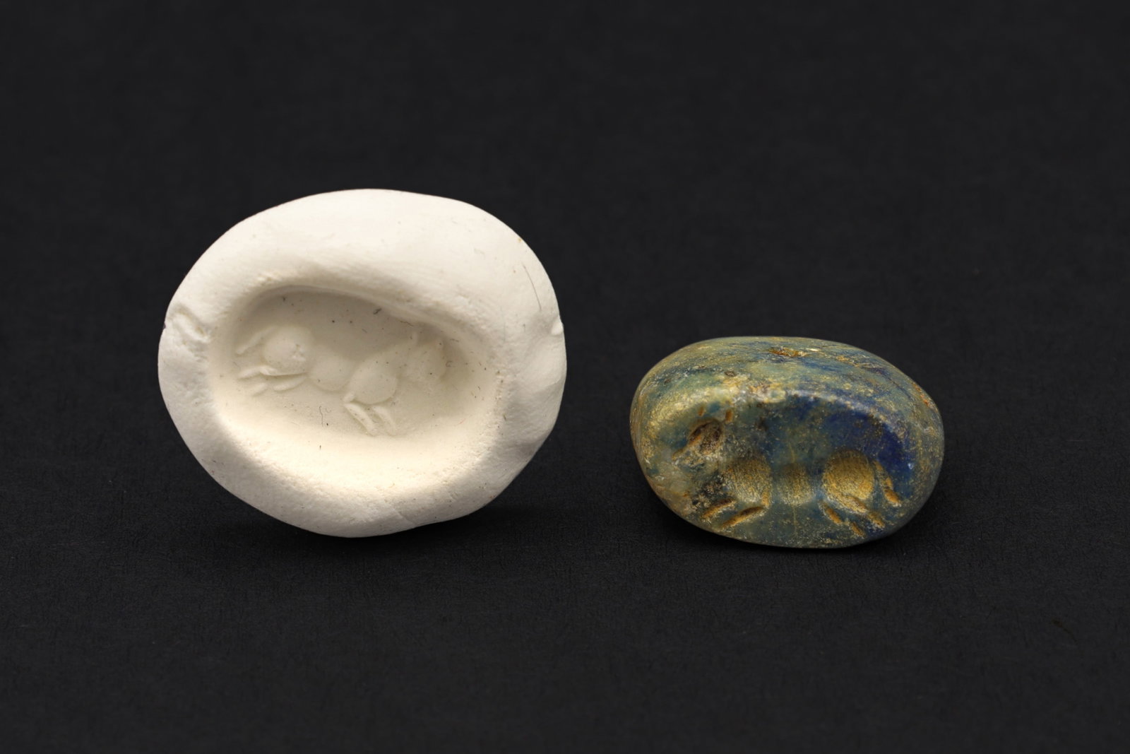 Ancient Elam Civilization, Carved Lapis Lazuli Seal Stamp With Ram Sheep, Circa 2nd Millenium BCE: Dimensions Length Around 20mm. All measurements are approximate. Surface Wear And Aging. Sold as pictured. Ancient Elam Civilization, Carved Lapis lazuli Seal Stamp With Ram Sheep Animal, Pendant Bead