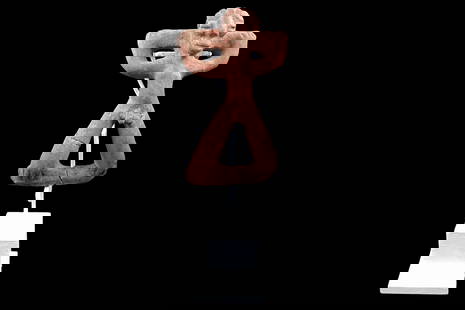 Standing Sukia Figure, Costa Rica, Guapiles Atlantic Watershed, Circa 15th Century AD, Antiquities: Dimensions Height Around 5 inches. All measurements are approximate. Sold as pictured. Broken And GLued, Fragment Of A Piece, Custom Base Is A Temporary Display Artifact Courtesy Of The Owner. Central